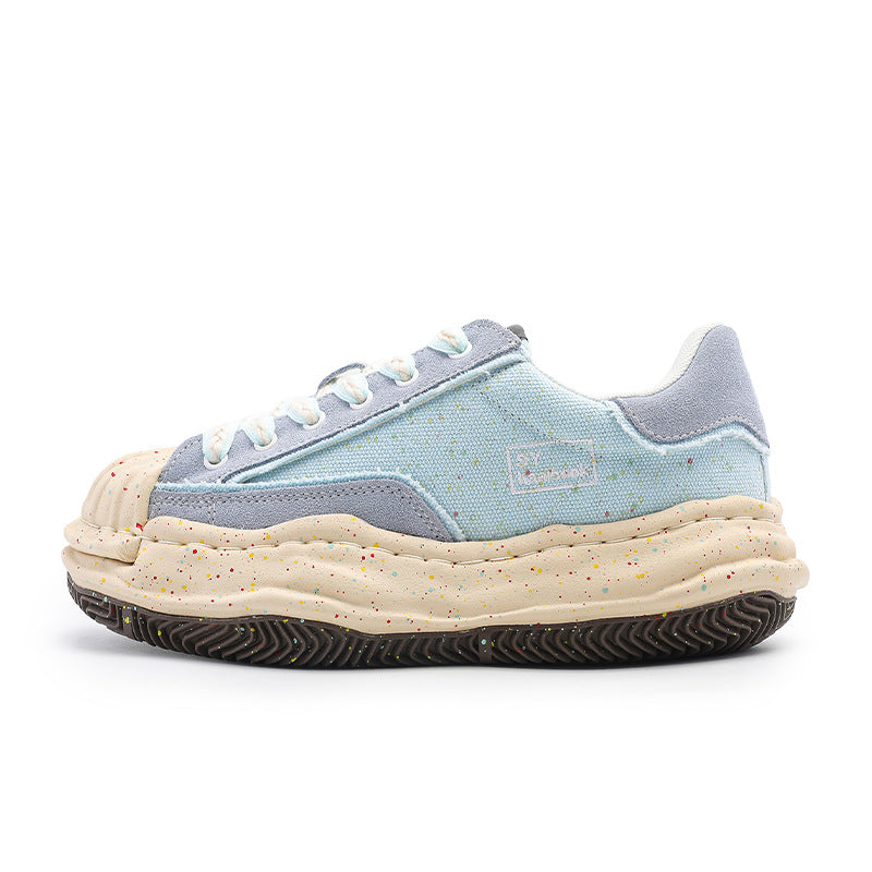 Women's & Men's Blue Shell Toe Thick-soled Dissoed Niche Sneakers