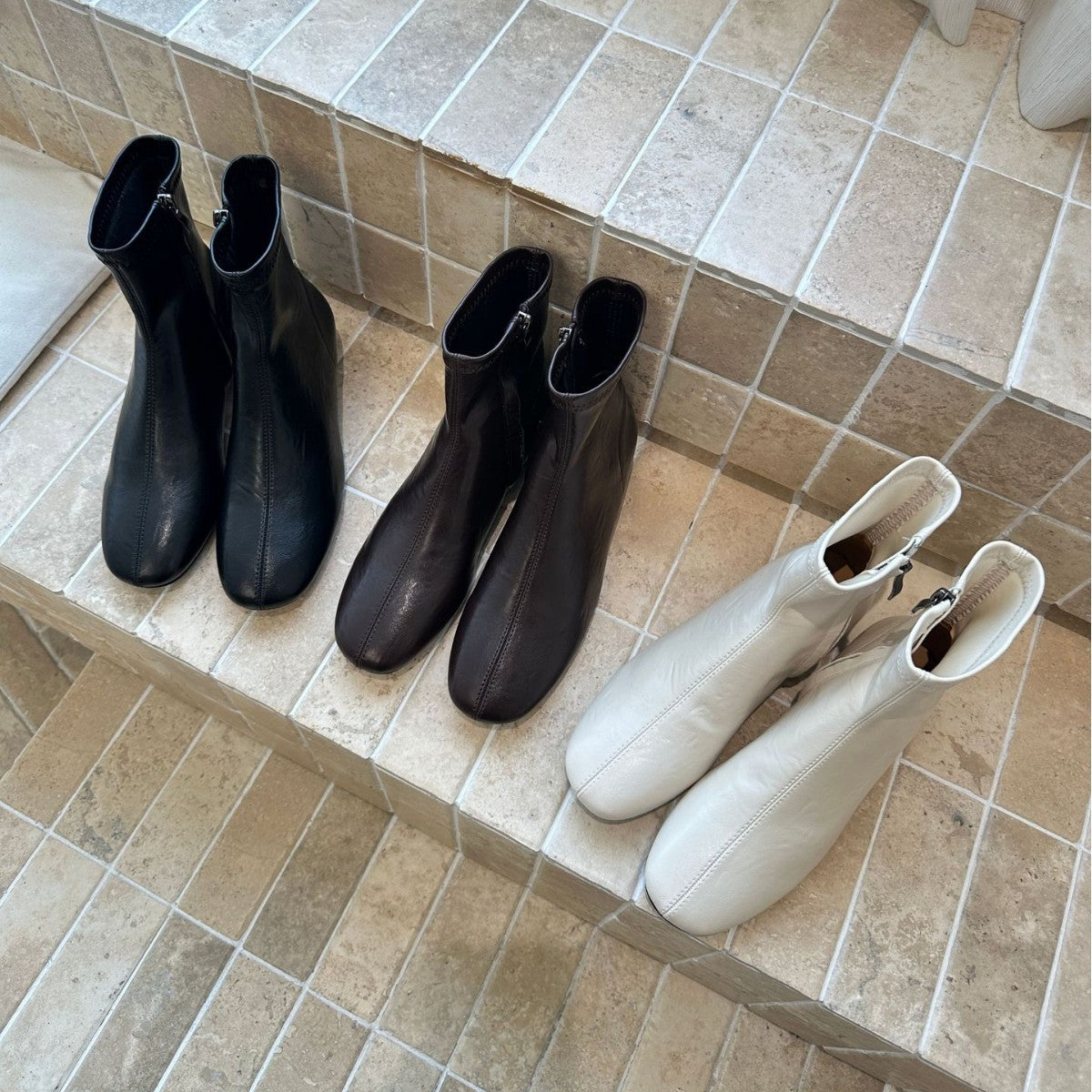 Women's Square Toe Martin Thick Thin French Women's Leather Boots