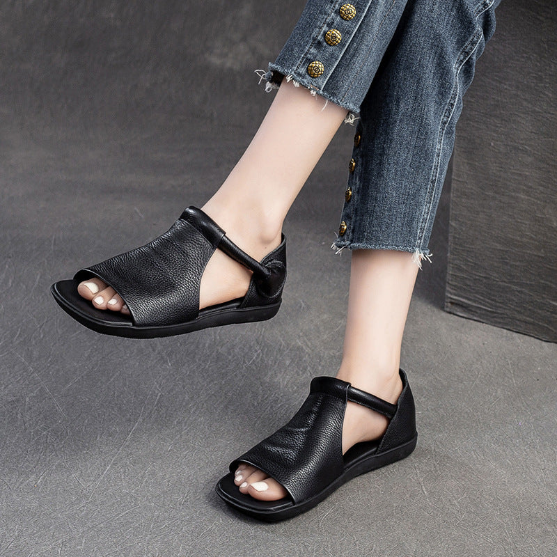 Women's Shu Summer Peep Toe Bottom Hollowed Soft Surface Top Layer Sandals