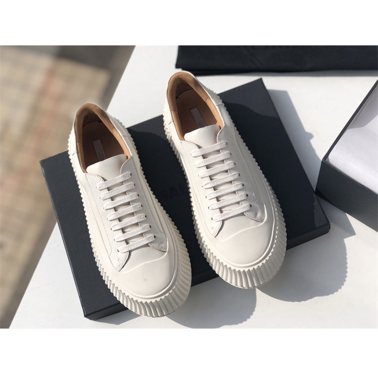 Women's Platform White Cow Biscuit Shape Height Casual Shoes