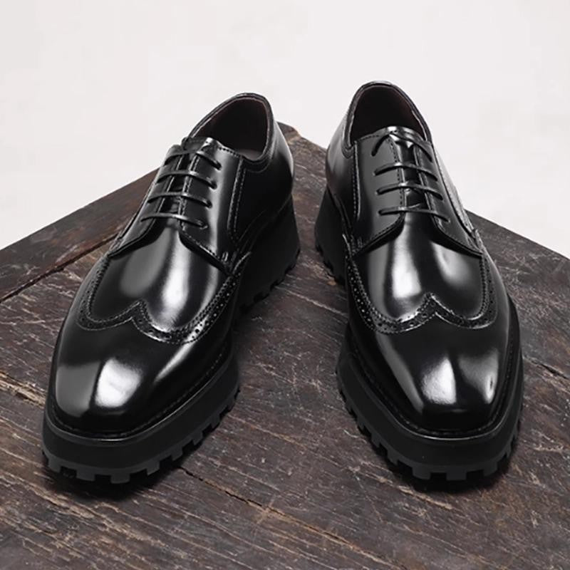 Men's Derby British Style Cowhide Platform Big Head Formal Leather Shoes