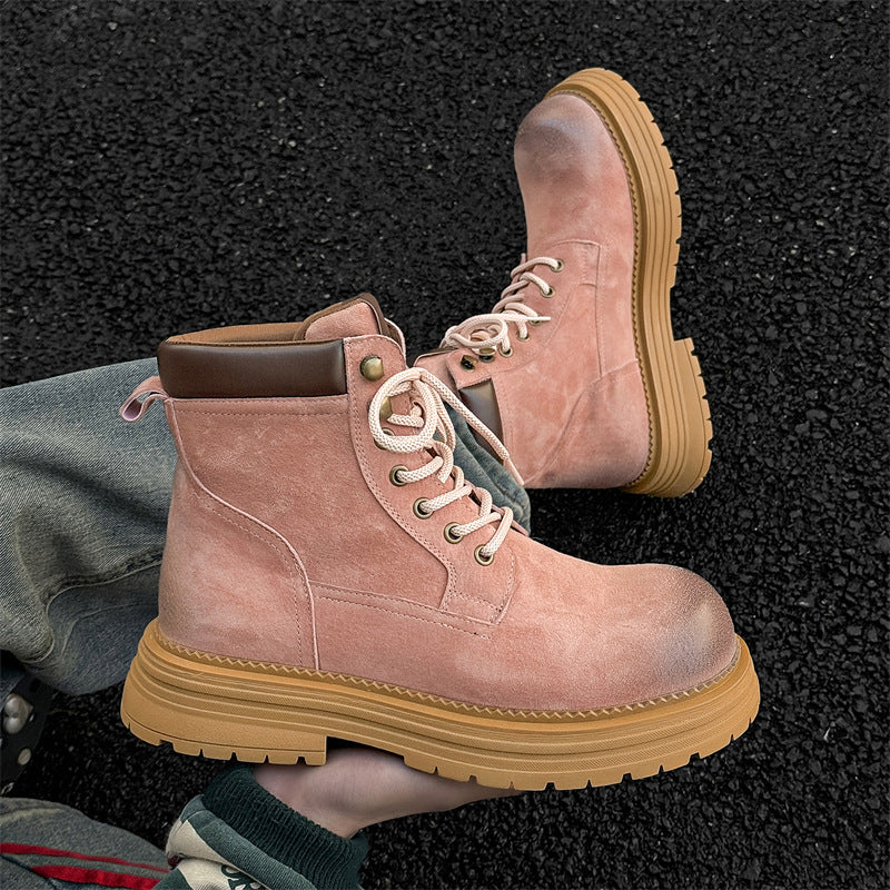 Men's Versatile Retro Ankle Thick-soled Green Tooling Boots