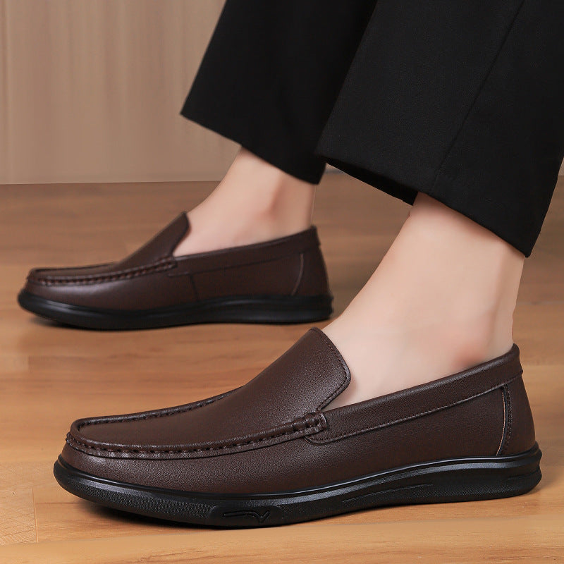 Men's Slip-on Flat Driving Spring Cowhide Surface Men's Casual Leather Shoes