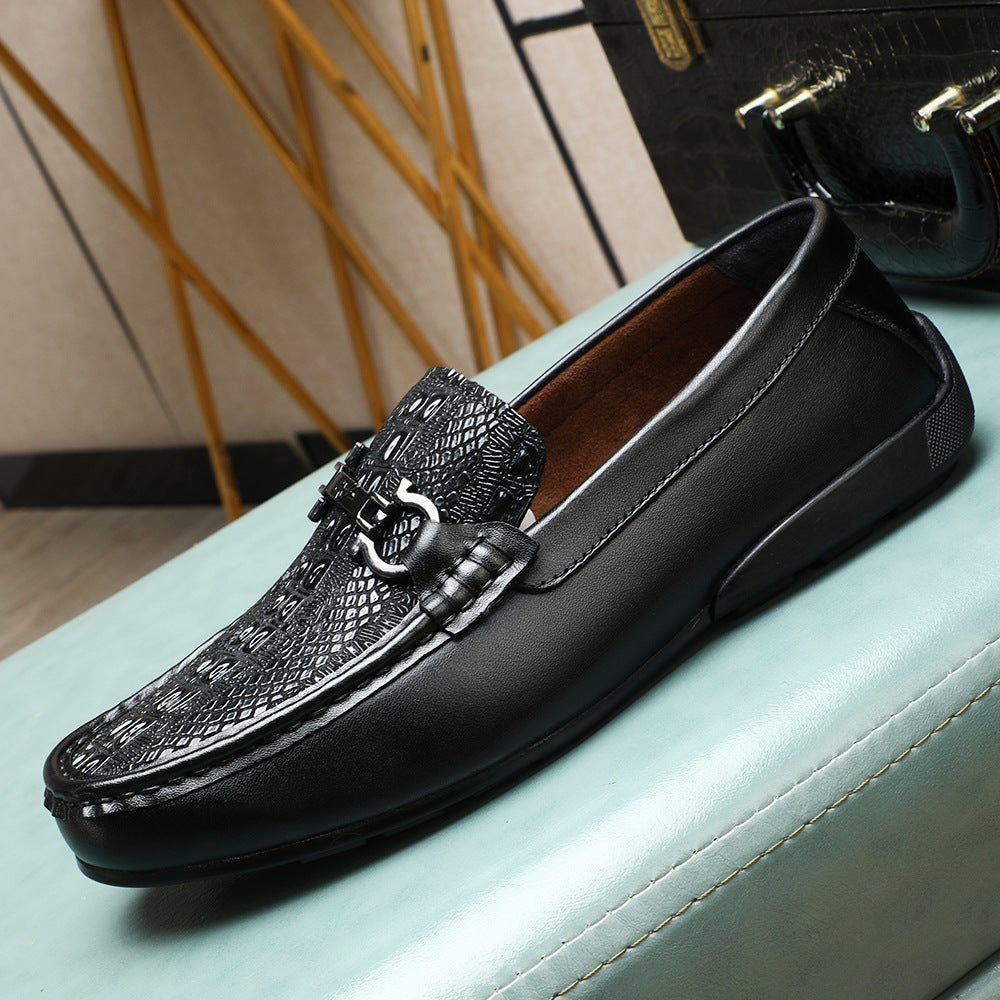 Men's Genuine Epoxy Cowhide Flat Comfortable Breathable Leather Shoes