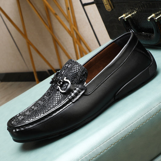 Men's Genuine Epoxy Cowhide Flat Comfortable Breathable Leather Shoes