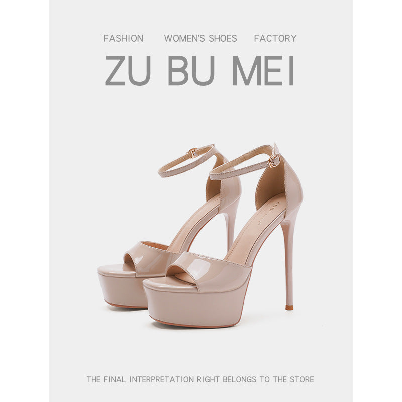 Women's Open Toe Breathable Square Stiletto Waterproof Platform High Heeled Sandals