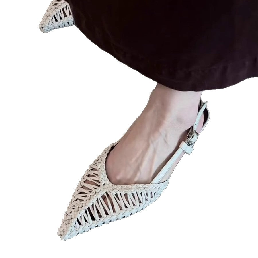 Women's Comfortable Pointed Toe Back Strap Retro Women's Fashion Shoes