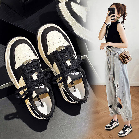 Women's White High Sense Soft Bottom Skateboard Sneakers