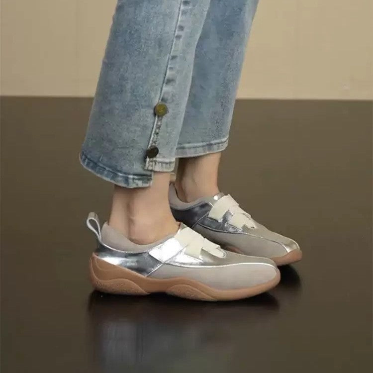 Women's Spring Genuine Platform Round Toe Wedge Casual Shoes