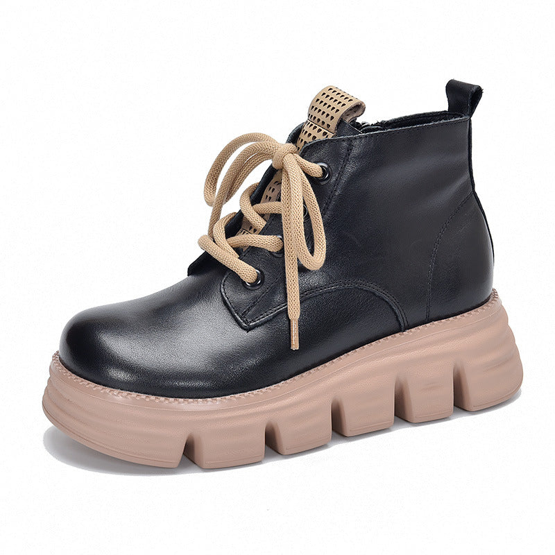 Women's Activity Price Platform First Layer Cowhide Boots