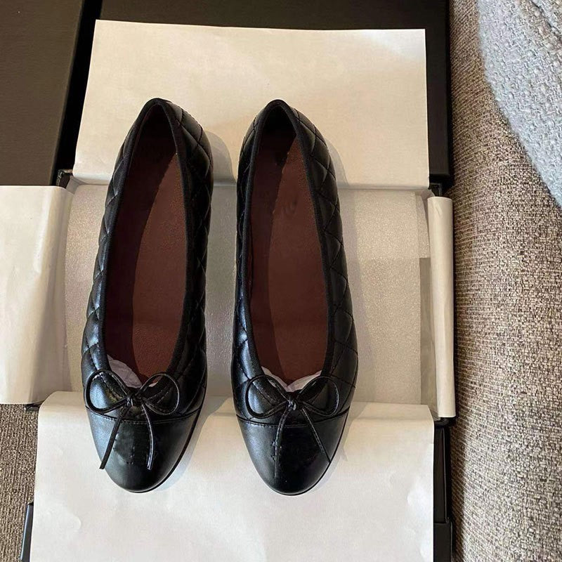 Women's Early Spring Classic Style Flat Pumps Round Head Shallow Mouth Women's Casual Shoes