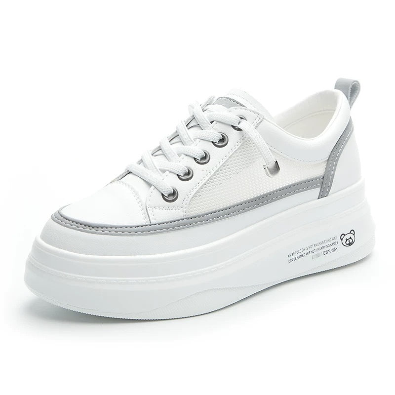Women's Increasing Insole White Sports Thick-soled Korean Style Women's Shoes