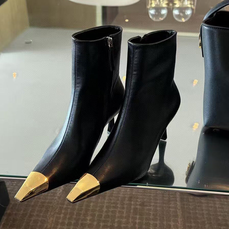 Women's Metal Square Toe Stiletto Fashion Comfortable Side Heels