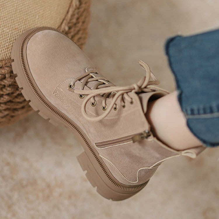 Versatile Abrasive British Fan Platform Ankle Vintage Martin Female Height Women's Leather Boots