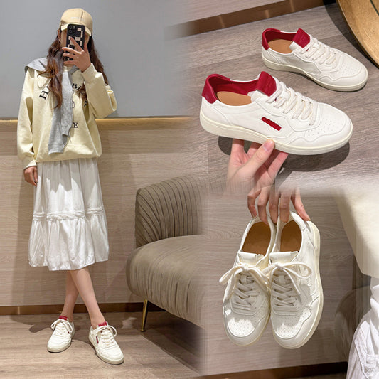 First Layer Cowhide Korean Style White Soft Bottom Women's Casual Shoes