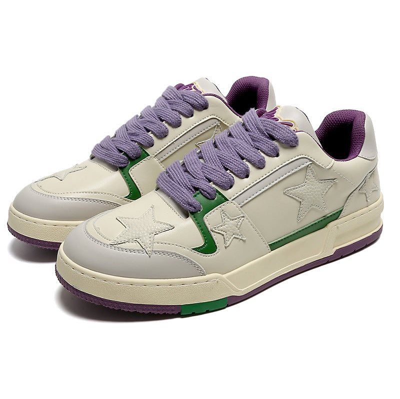 Men's Summer Purple Trendy Couple Retro White Sneakers