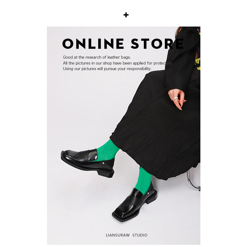 Women's Square Toe Soft Step-on Two Wear Retro Women's Shoes