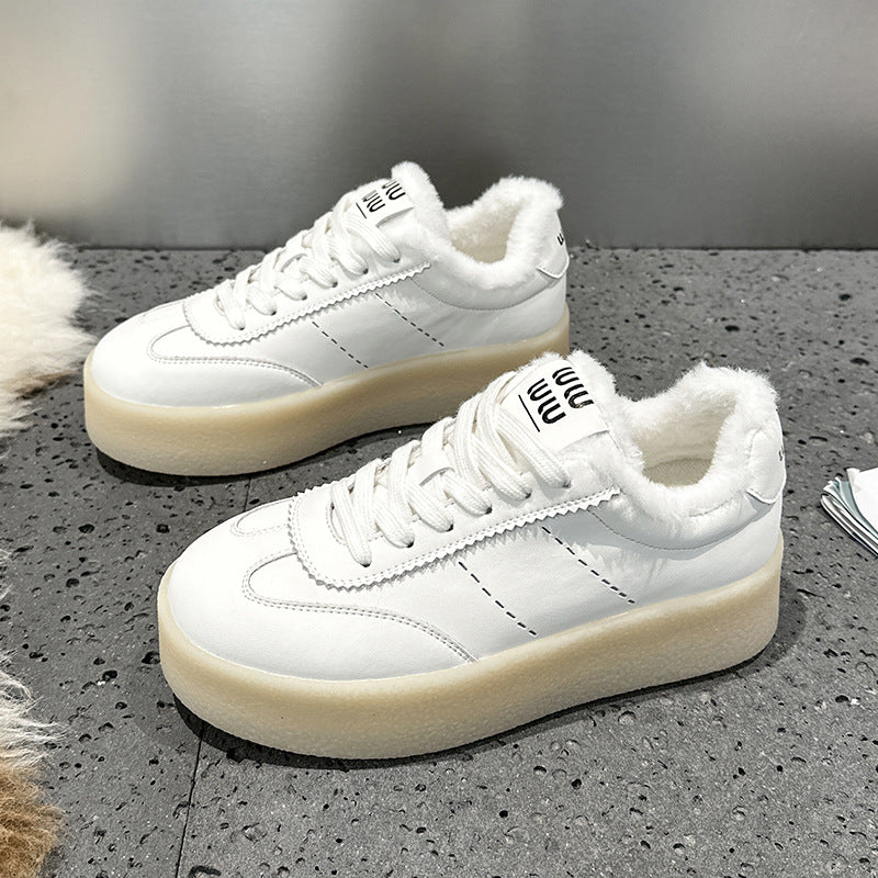 Women's Round Head Thick Bottom Elevator Wild Women's Shoes