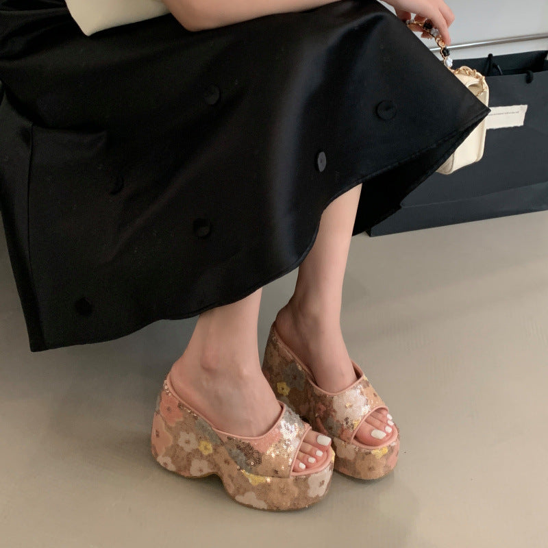 Women's Summer Fashion Platform Wedge Transparent High Thick-soles Slippers