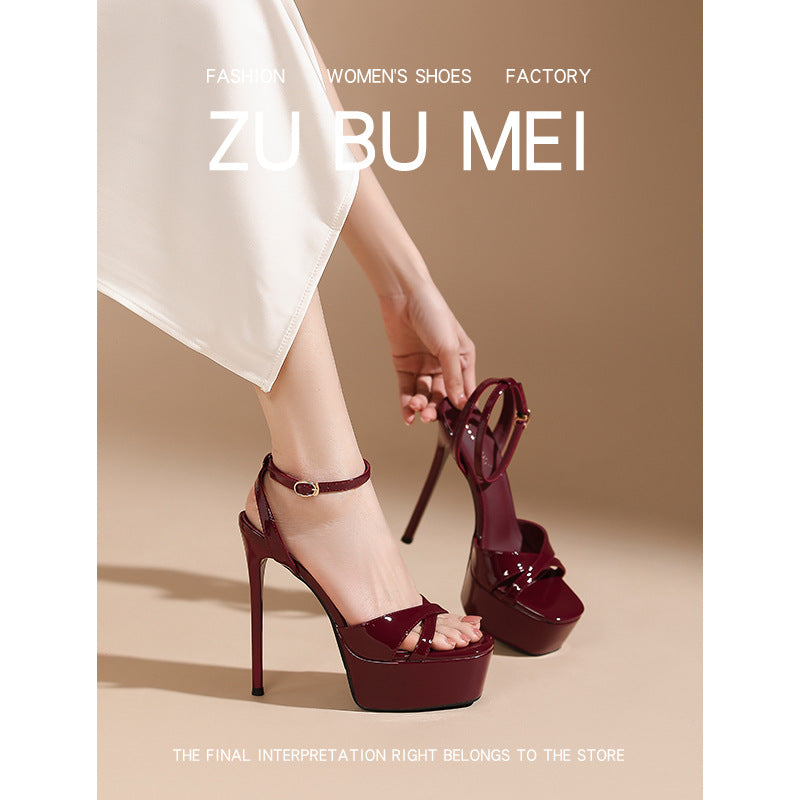 Sexy Open Toe Waterproof Platform Female Square Stiletto Not Sandals