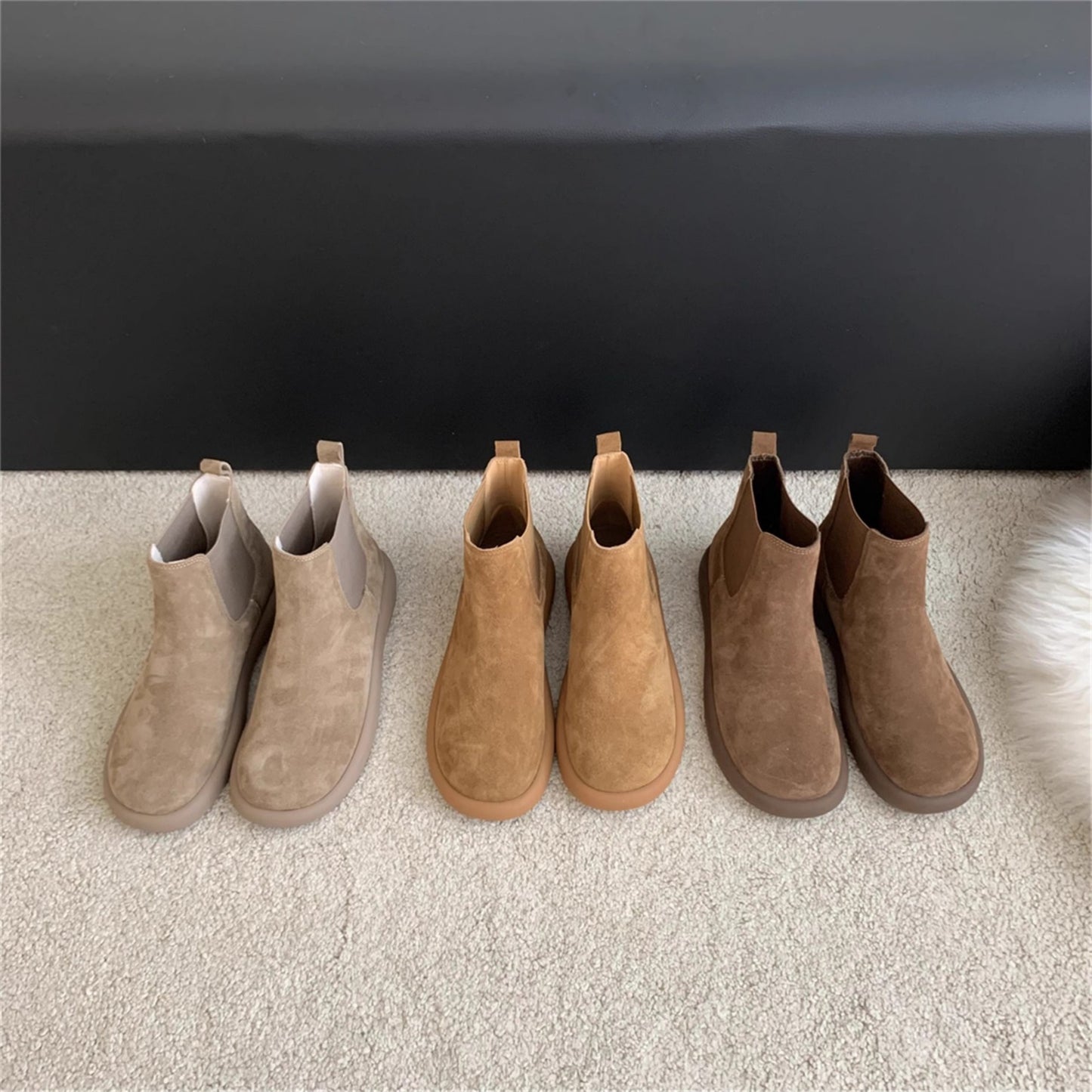 Women's Thick Bottom Retro Chelsea Sleeve British Women's Leather Boots