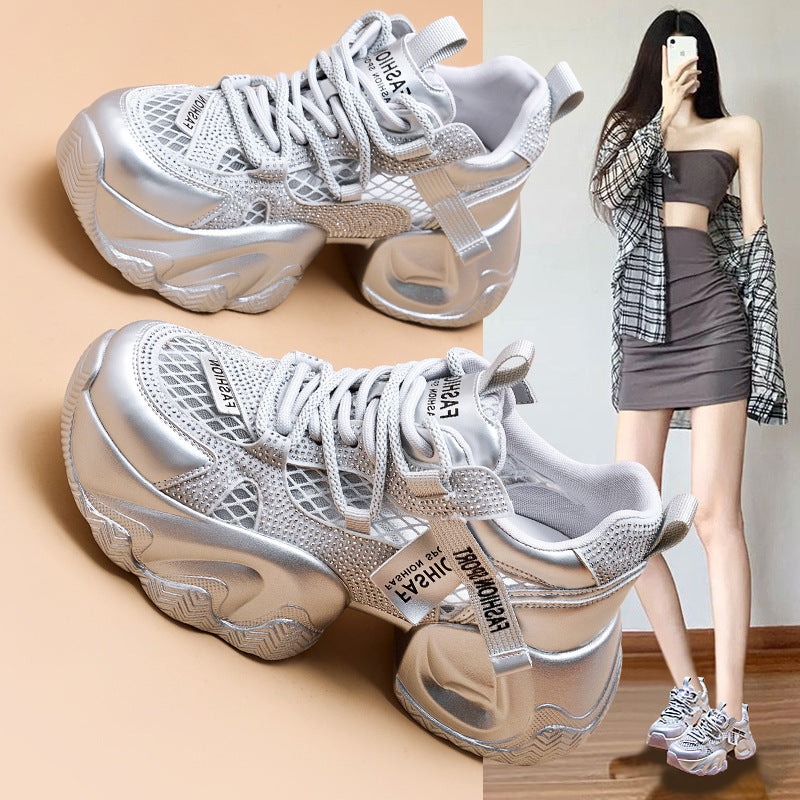 Goods Rhinestone Platform Dad Female Super Sneakers