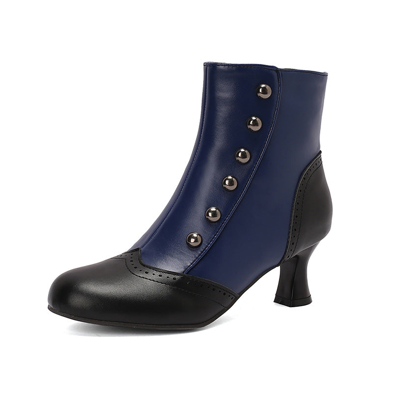 Women's Plus Size Color Matching Metal Rivet Heels