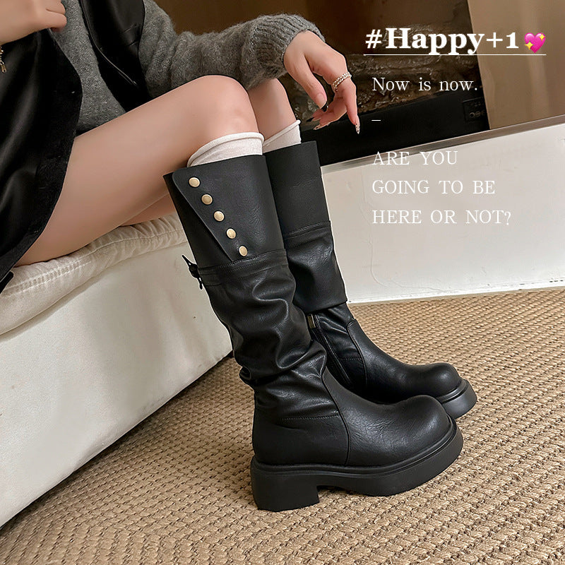 Easy Matching Female Hidden Elevator Chunky Heels