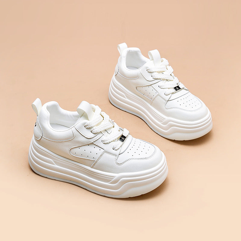 Women's White Autumn Flat Korean Style Versatile Thick Bottom Women's Casual Shoes