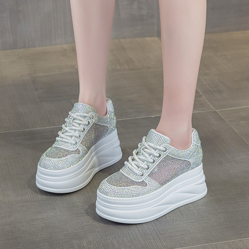Women's Platform Muffin Height Increasing Insole Rhinestone Women's Casual Shoes