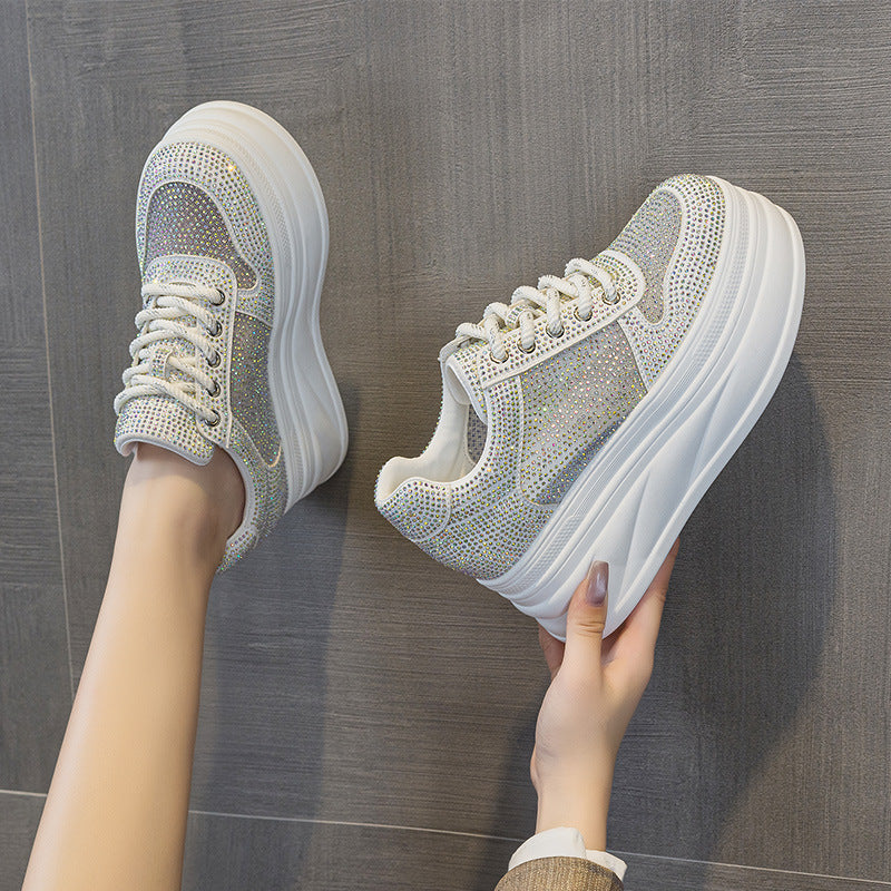 Women's Platform Muffin Height Increasing Insole Rhinestone Women's Casual Shoes