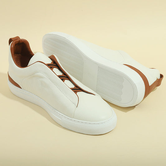 Men's Comfortable Breathable Slip-on White Flat Outdoor Sneakers