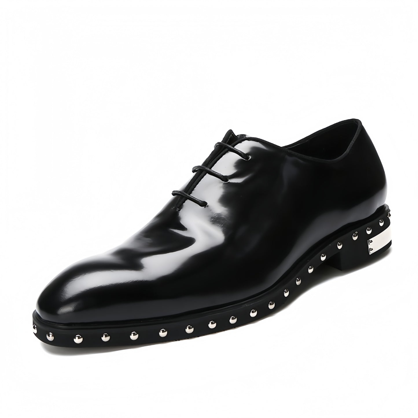 Creative Men's Metal Rivet Cowhide Pointed Men's Business Leather Shoes