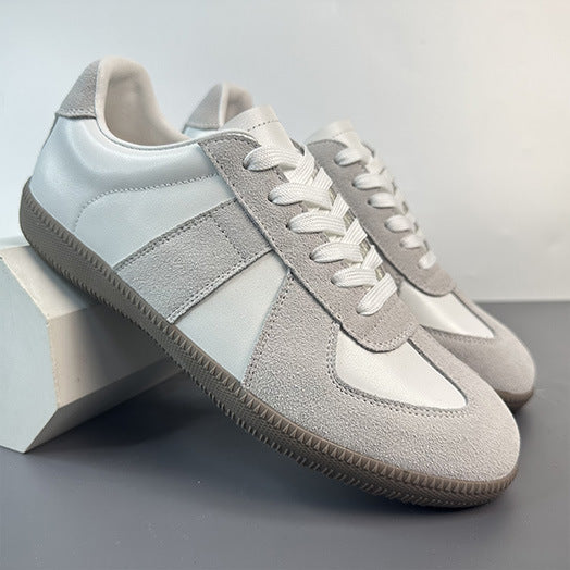 Men's German Training First Layer Calf Fashion White Men's Casual Shoes