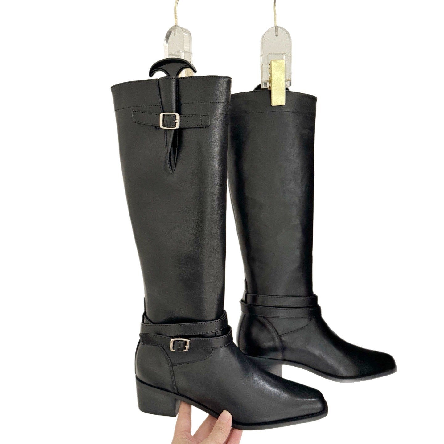 Women's The Knee Skinny Square Toe Chunky Heels