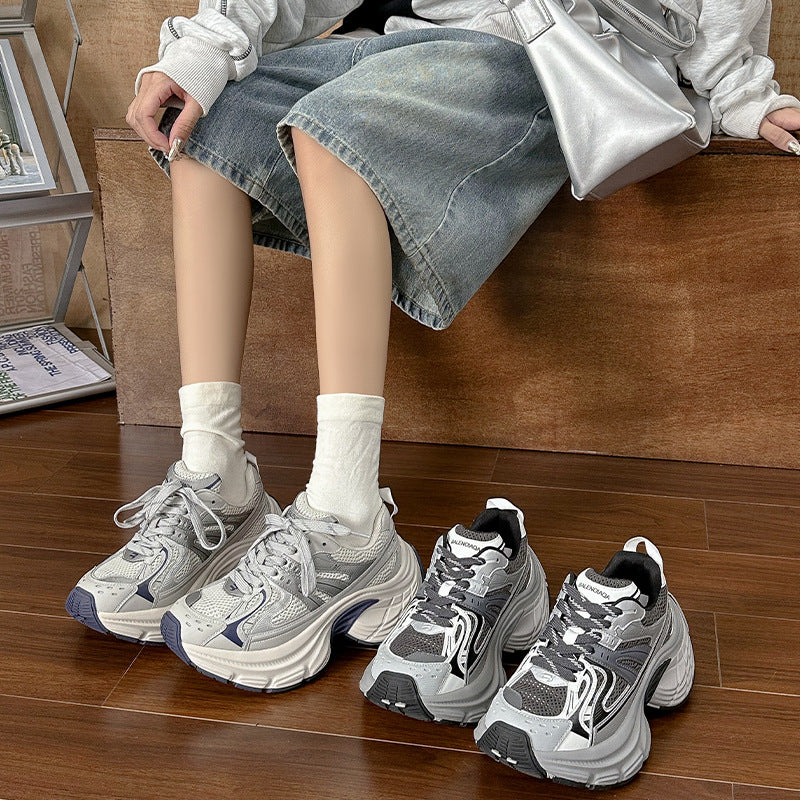 Women's Authentic Clunky Mesh Surface Platform Trendy Sneakers