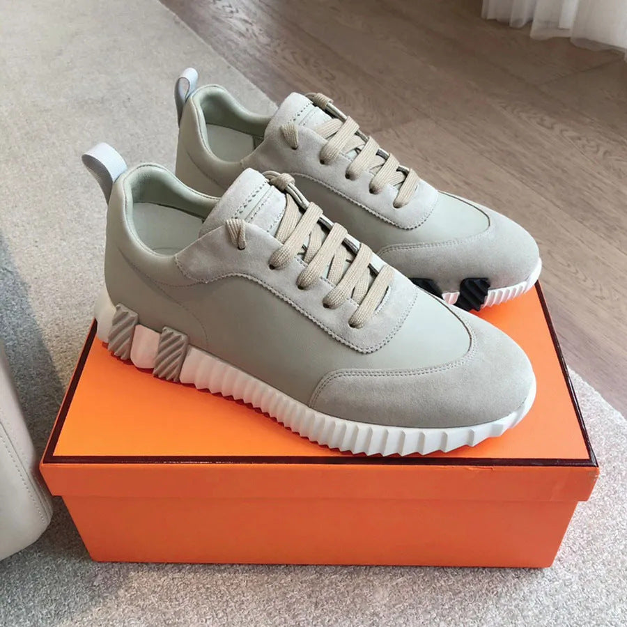 High Version Platform Height Increasing Color Matching Genuine Suede Couple Casual Shoes
