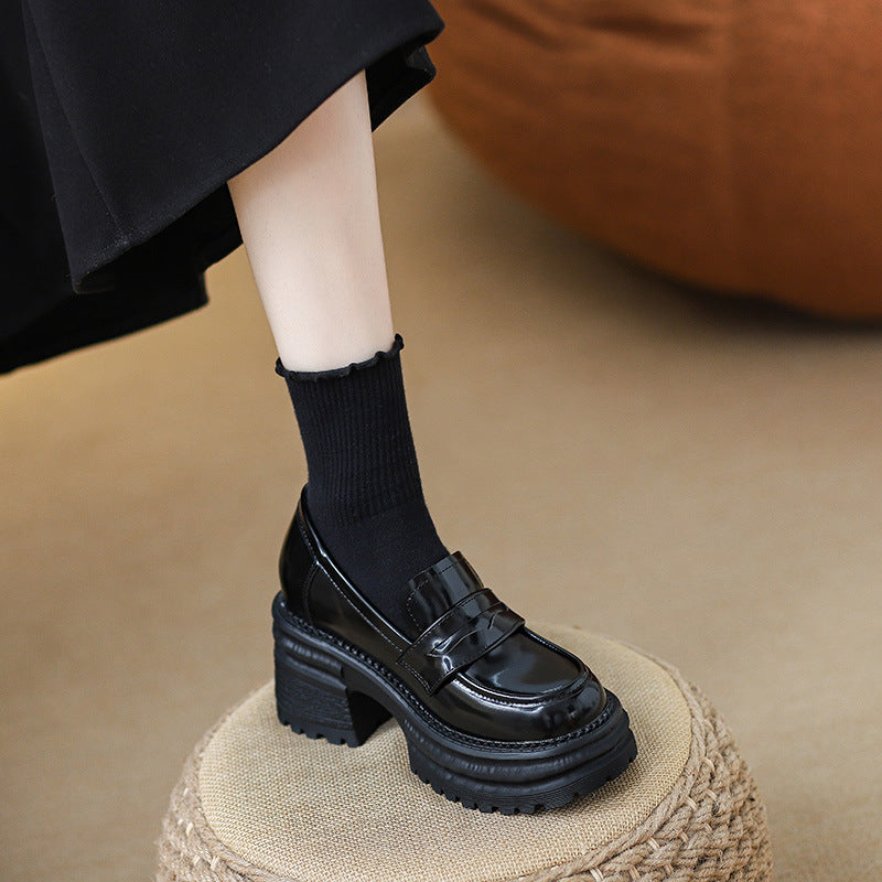 Women's Platform Slip-on Versatile Single-layer British Style Loafers