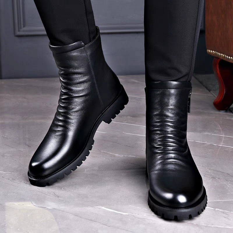 Men's British Style Smoke Pipe Zipper Fashion Boots