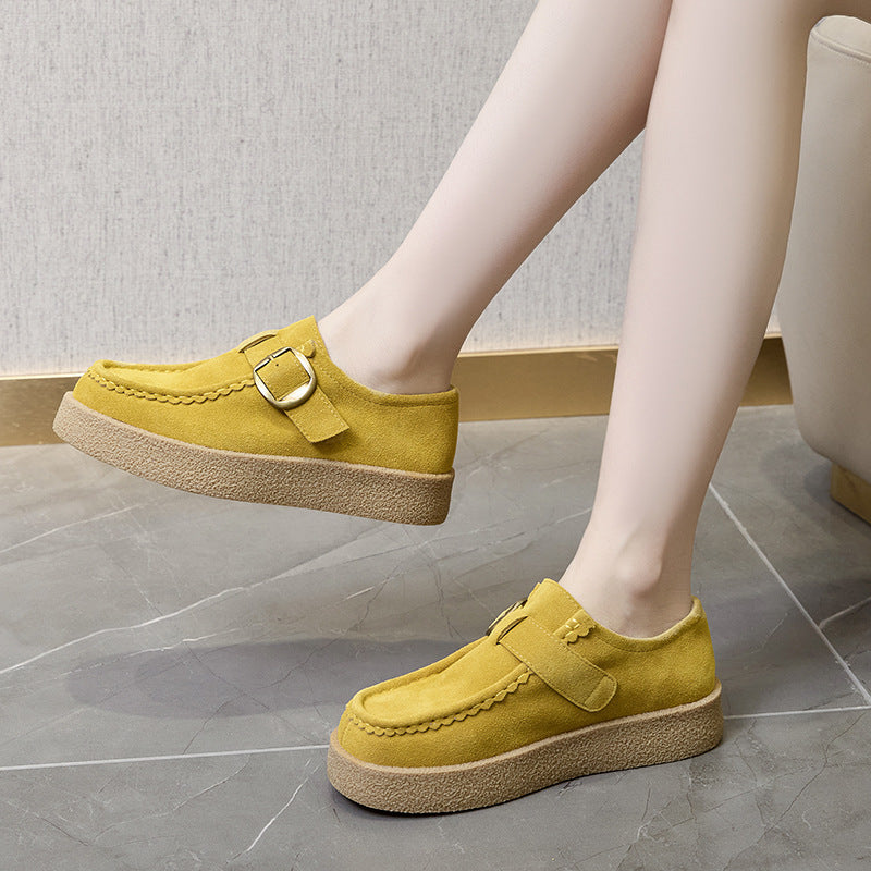Frosted Thick Bottom Yellow Blue Kangaroo Female Wedge Platform Belt Women's Casual Shoes