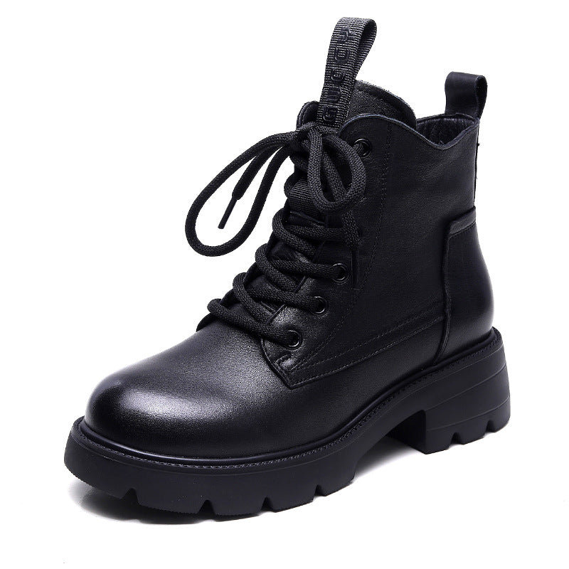 Women's First Layer Cowhide Rubber Foam Bottom Single Women's Leather Boots