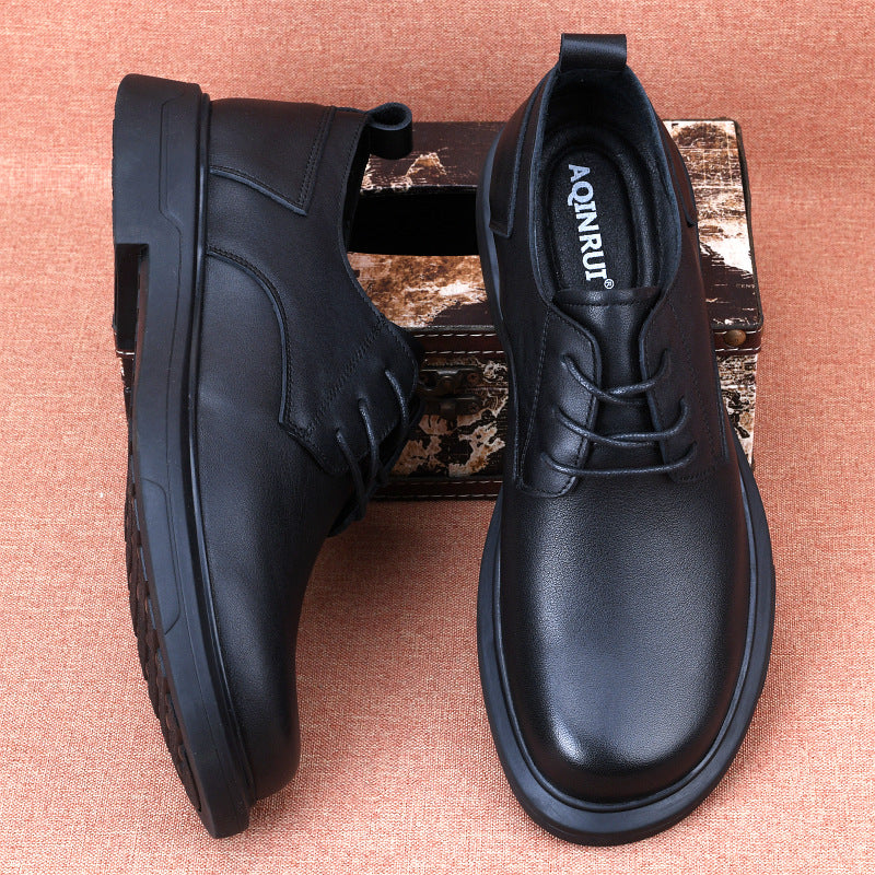 Men's Grain Cowhide Business Formal Wear Soft Leather Shoes