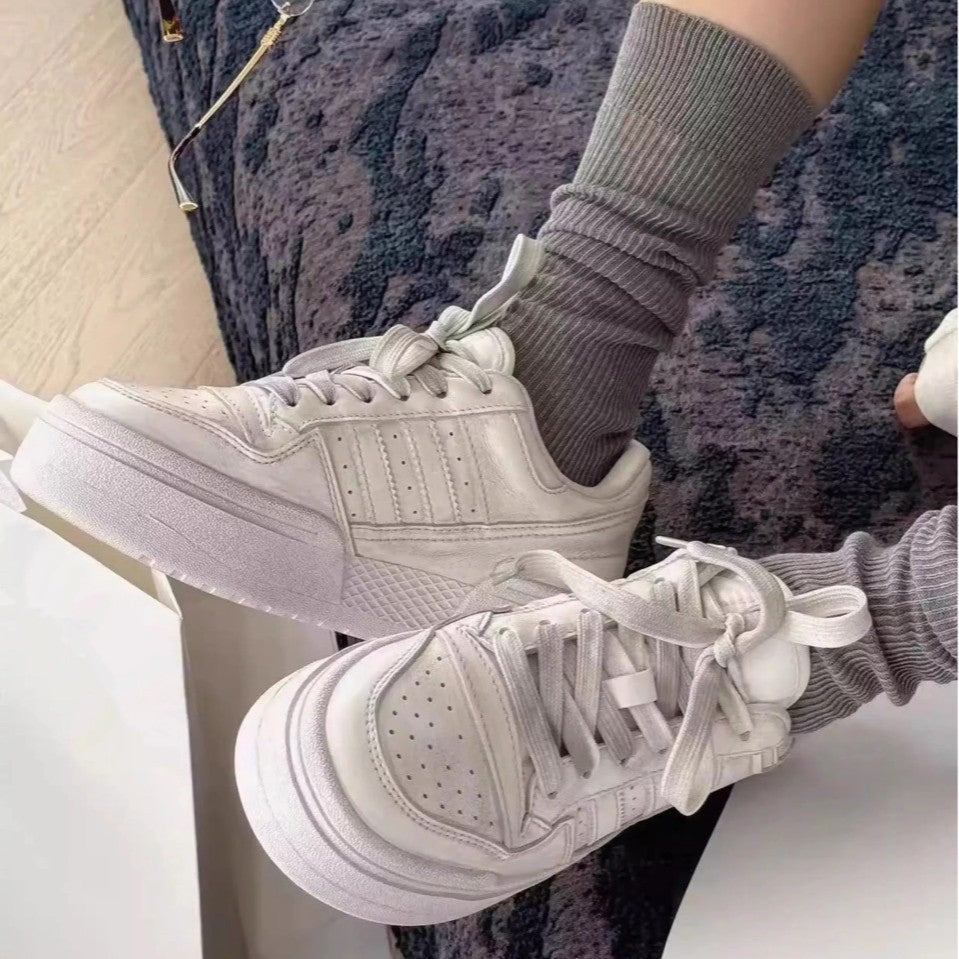 Women's White Thick Bottom Elevator Wild Sports Women's Board Shoes