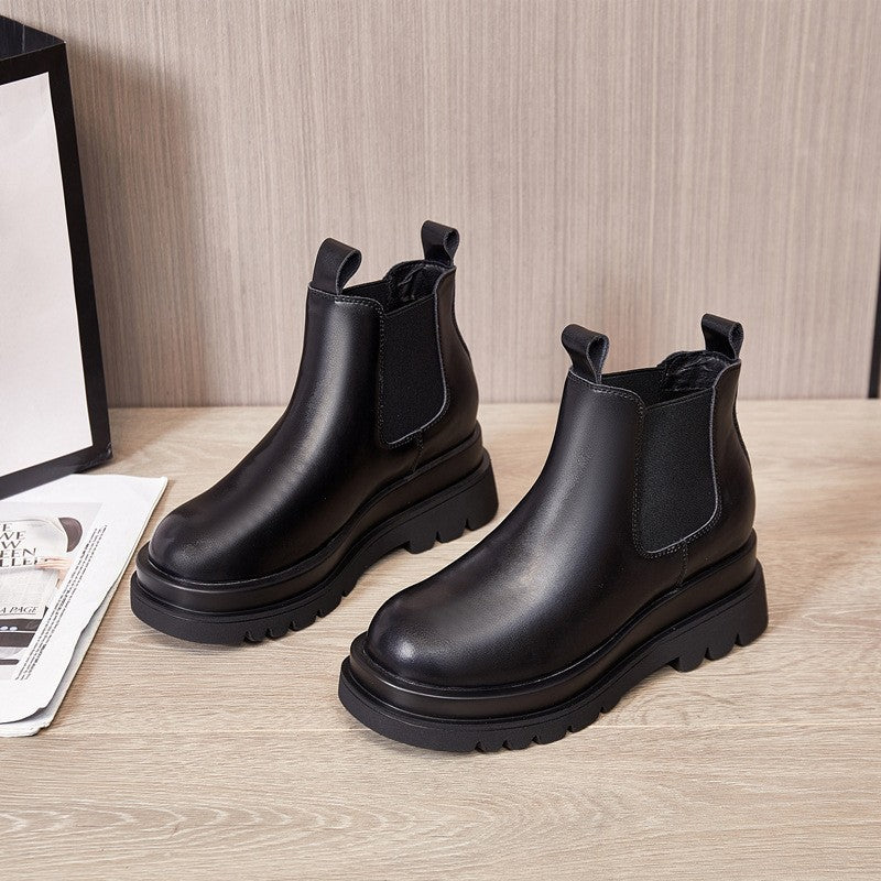 Women's Increasing Martin British Style Smoke Pipe Ankle Thick Boots