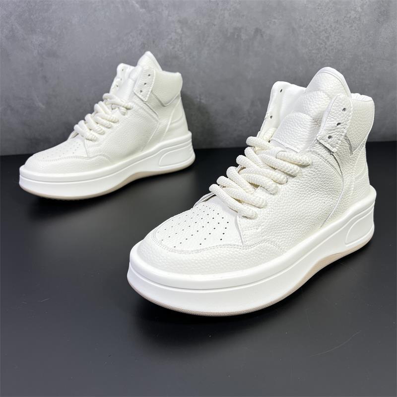 Men's Thick Sole Increased White Breathable Trendy Casual Shoes