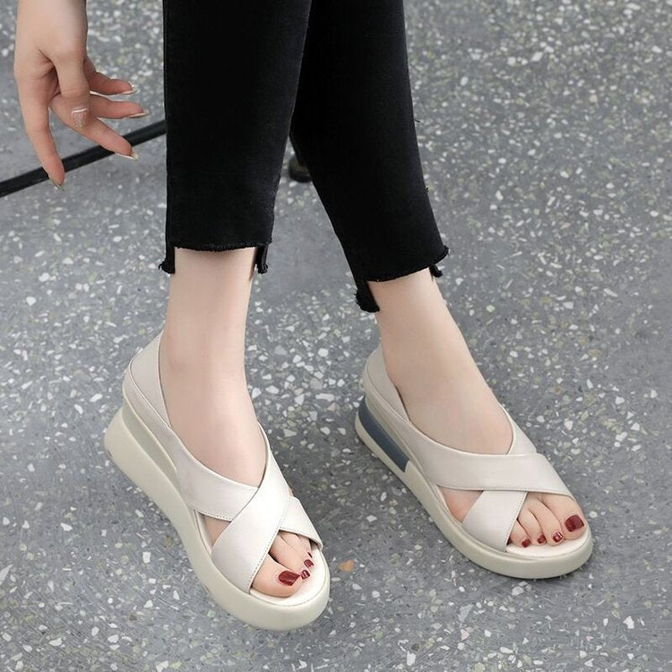 Women's Summer Platform Covered Open Toe Korean Style Fashion High Sandals