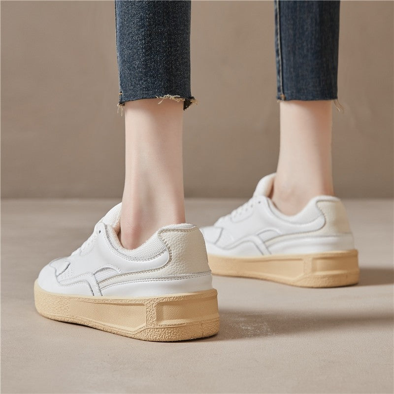 Women's Spring University Style Thick Bottom Fleece-lined Sports Sneakers