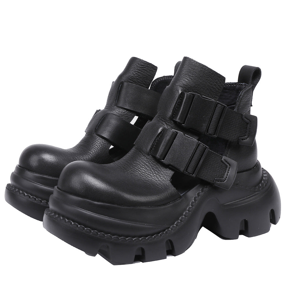 Women's Hollow Thick Bottom Lightweight Belt Buckle Four Large Women's Fashion Shoes