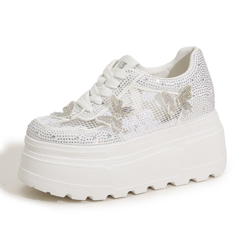 Women's Platform White Height Increasing Insole Breathable Casual Shoes
