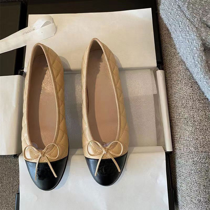 Women's Early Spring Classic Style Flat Pumps Round Head Shallow Mouth Women's Casual Shoes